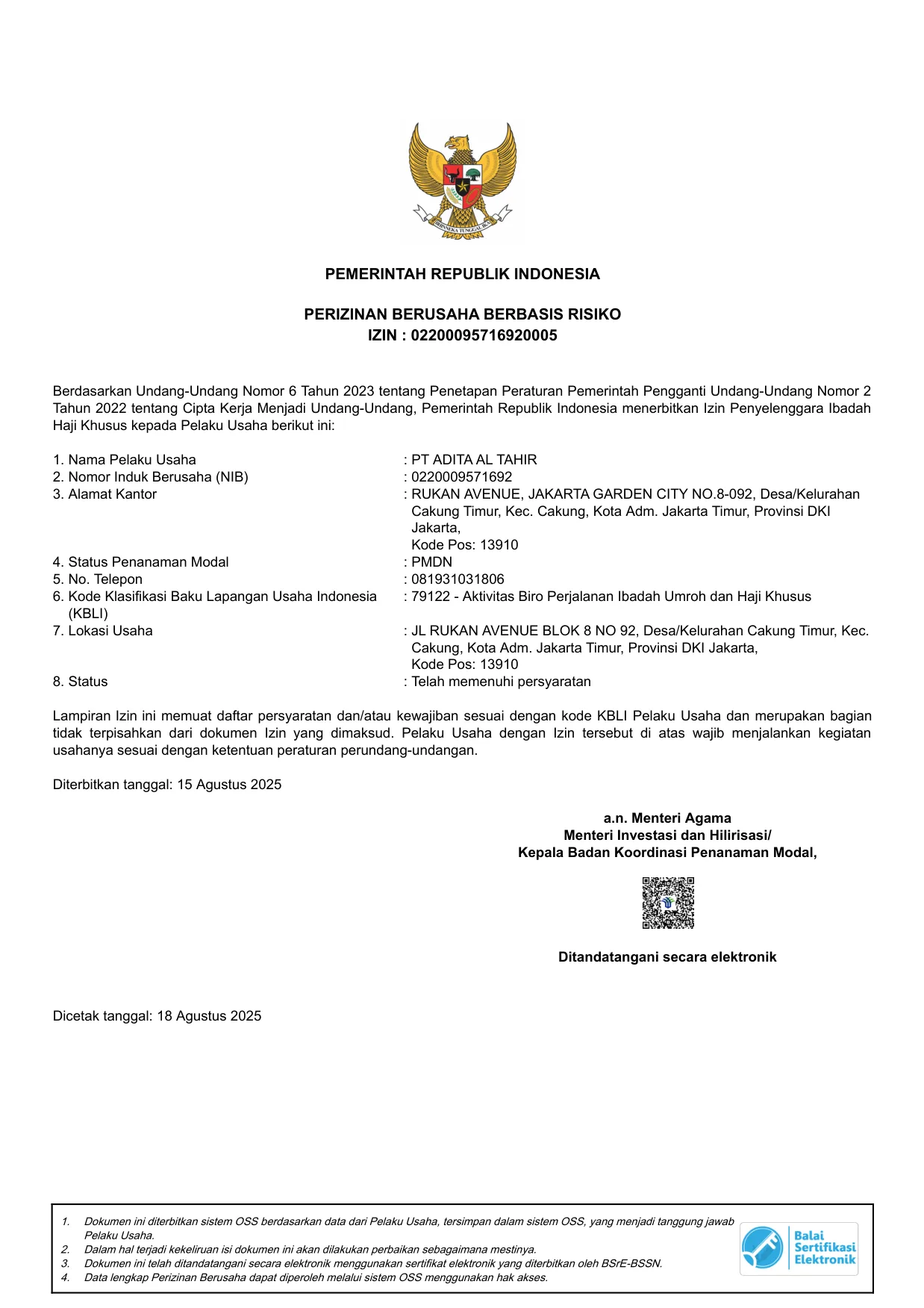 Izin PIHK — Penyelenggara Ibadah Haji Khusus